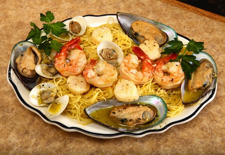 Marino's seafood special served over pasta